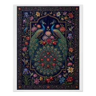 Póster Pavão Ornamental Elegante Fleece Botânico Ornament