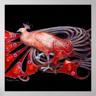 Póster PAVÃO, preto violeta cinzento roxo vermelho