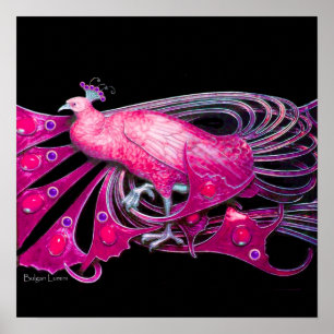 Poster PAVÃO, rosa, fúcsia, preto roxo azul