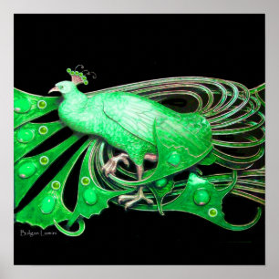 Póster PAVÃO, verde cinza preto