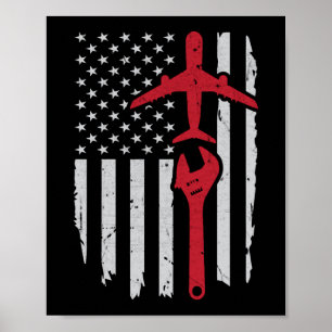 Poster Pavilhão americano da aeronave mecânica Roupa