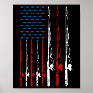 Poster Pavilhão Americano Pesca Rod Pesca Vintage Fi