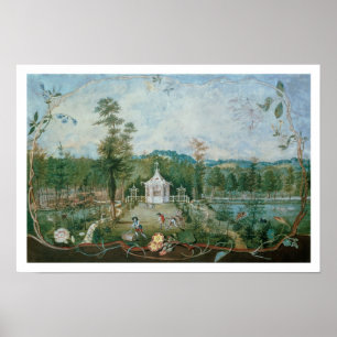 Poster Pavilhão chinês em um jardim inglês, 18o centur
