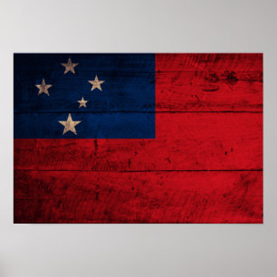 Póster Pavilhão Samoa de Madeira Antigo
