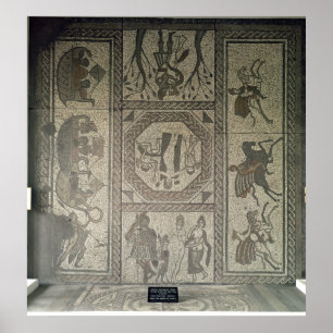 Poster Pavimento de mosaico da casa de campo romana no