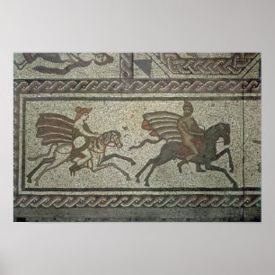 Poster Pavimento de mosaico da casa de campo romana no