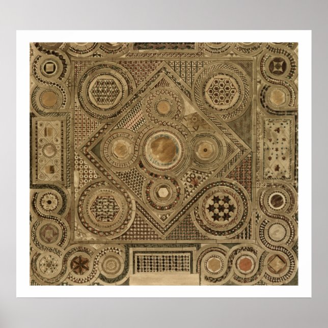 Póster Pavimento do Mosaico Antes do Altar, prato A de "N (Frente)