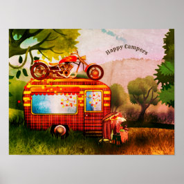 Poster Pavimentos Felizes Do Retro Camper Trailer Trash P