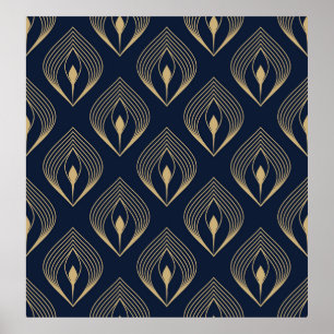 Poster Pavock feather ombre padrão ditzy motif floral.
