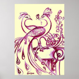 Poster PAVÕES APAIXONADOS, Vermelho e Creme