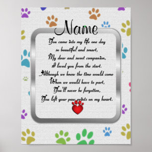 Póster Paw imprime no meu memorial de poemas cardíacos