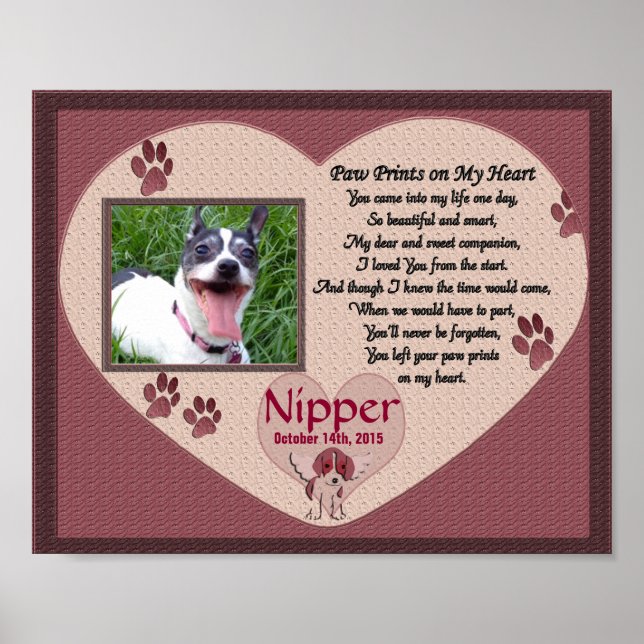 Póster Paw Imprime no Meu Memorial do Cachorro (Frente)