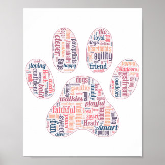 Poster paw imprime nuvem de palavras de cão