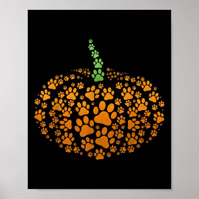 Poster Paw Print Pumpkin Halloween (Frente)