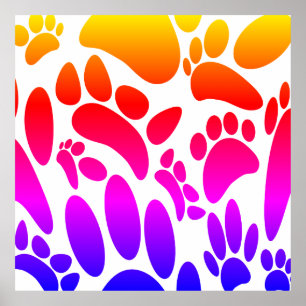 Poster Pawprint colorido do Abstrato
