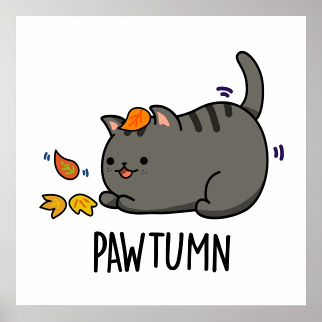 Poster Pawtumn Funny Autumn Kitty Pun (Frente)