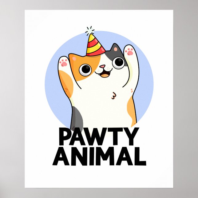 Poster Pawy Animal Funny Party Cat Pun (Frente)