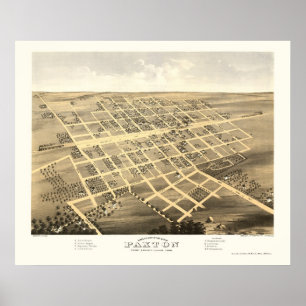 Póster Paxton, mapa panorâmico do IL - 1869