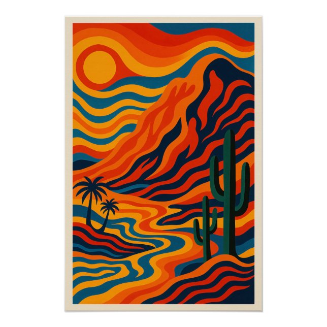 Póster Paysage Désertique Abstrait Vibrant (Frente)