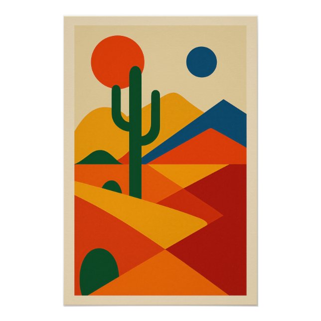 Póster Paysage Désertique Géométrique Moderne (Frente)