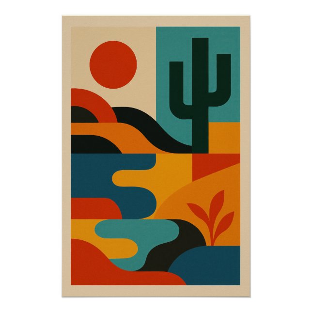 Póster Paysage Désertique Géométrique Vibrant (Frente)