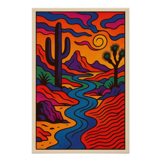 Póster Paysage Désertique Psychédélique (Frente)