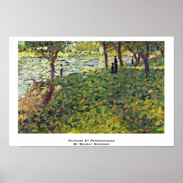 Póster Paysage Et Personnages Por Seurat Georges (Frente)
