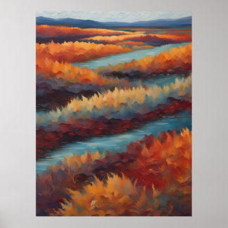 Poster Paysage impressionniste aux couleurs d'automne