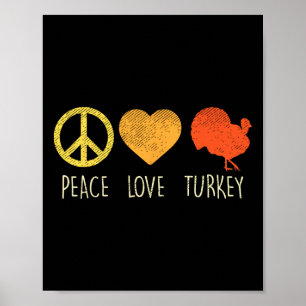 Poster Paz Amar Turquia Diversão Dia de Ação de Graças Hi