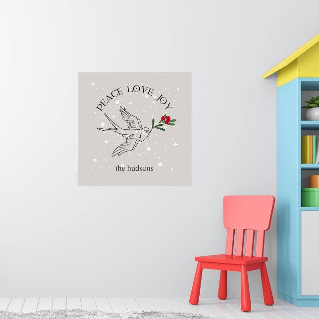 Poster Paz Amor Alegria SnowBird Natal Feriado (Berçário 1)