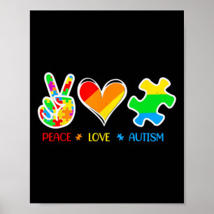 Poster Paz Amor Autismo Peças do Quebra-cabeça Faixa de c