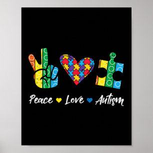 Poster Paz Amor Autismo Quebra-cabeça Sensibilização Home