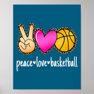 Poster Paz amor basquete estampa de leopardo meninas mulh