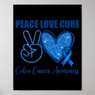 Poster Paz amor conscientização do cancro do cólon apoio