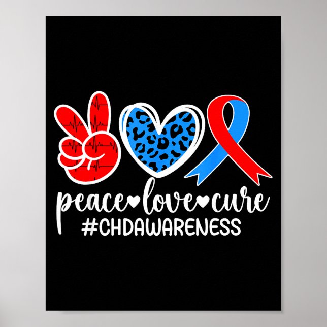 Poster Paz Amor Cura Chd Conscientização Chd Mãe De Um Gu (Frente)