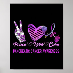 Poster Paz Amor Cura Consciência do Câncer de pâncreas Mu