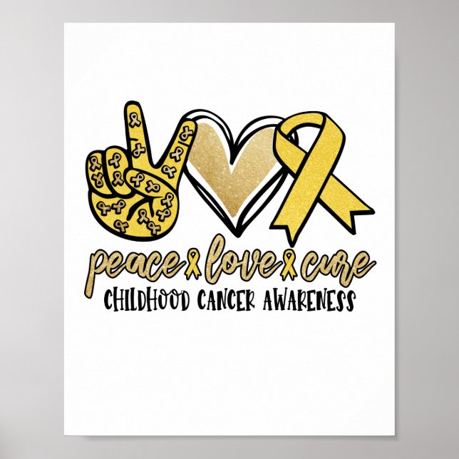 Poster Paz Amor Cura Consciência do Cancer Infantil (Frente)