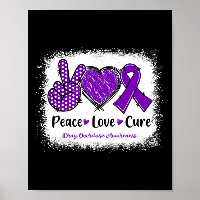 Poster Paz Amor Cura Sobredosagem de Drogas Sensibilizaçã (Frente)