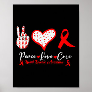 Poster Paz Amor Curto Doença Cardíaca Sensibilização Cora