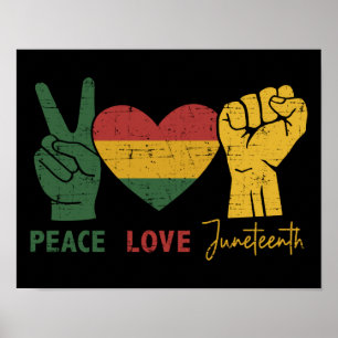 Poster Paz Amor Décima sexta bandeira africana coração e
