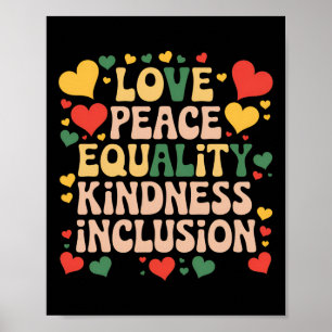Poster Paz Amor Diversidade Inclusão História Negra Mês