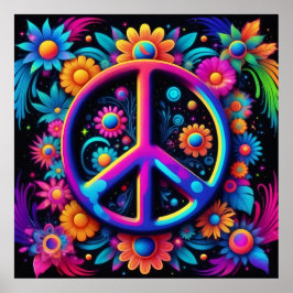 Poster Paz, Amor e Flores