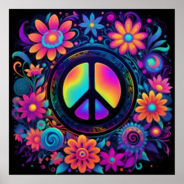 Poster Paz, Amor e Flores