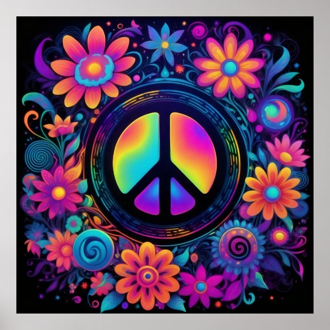 Poster Paz, Amor e Flores (Frente)