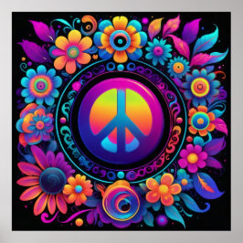 Poster Paz, Amor e Flores