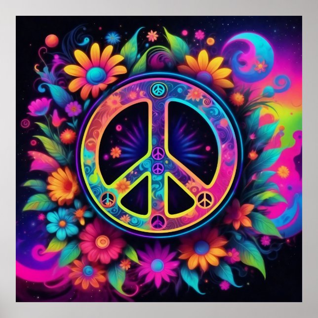 Poster Paz, Amor e Flores (Frente)