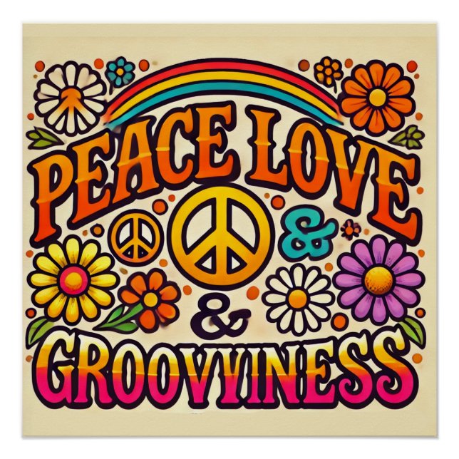 Póster Paz, Amor e Poster brilhante (Frente)