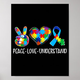 Poster Paz amor entenda a conscientização da autismo auti