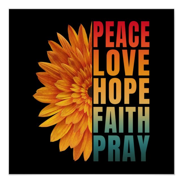 Póster paz amor esperança fé rezar  (Frente)