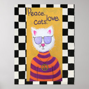Poster Paz, amor. gatos. -